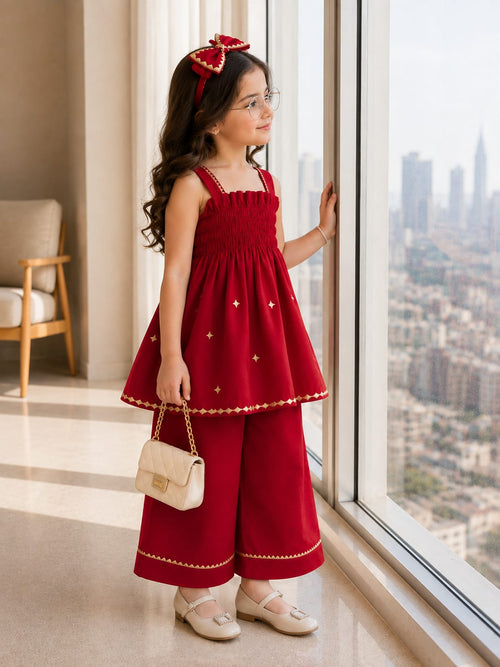 Maroon Cotton 2-Piece Set
