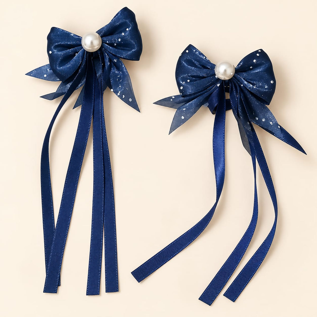 Navy Bow Clips