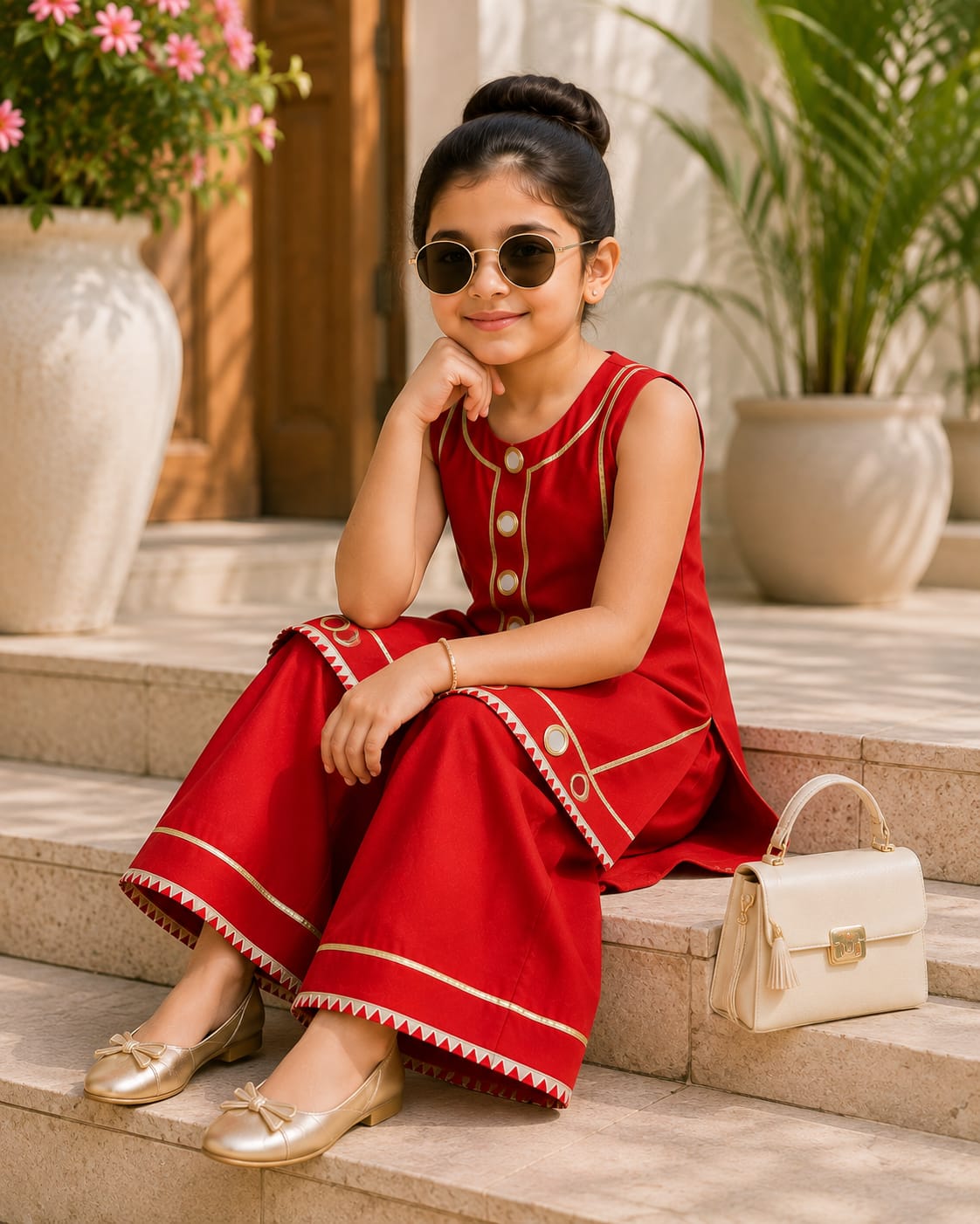 2-pieces Red Palazzo set