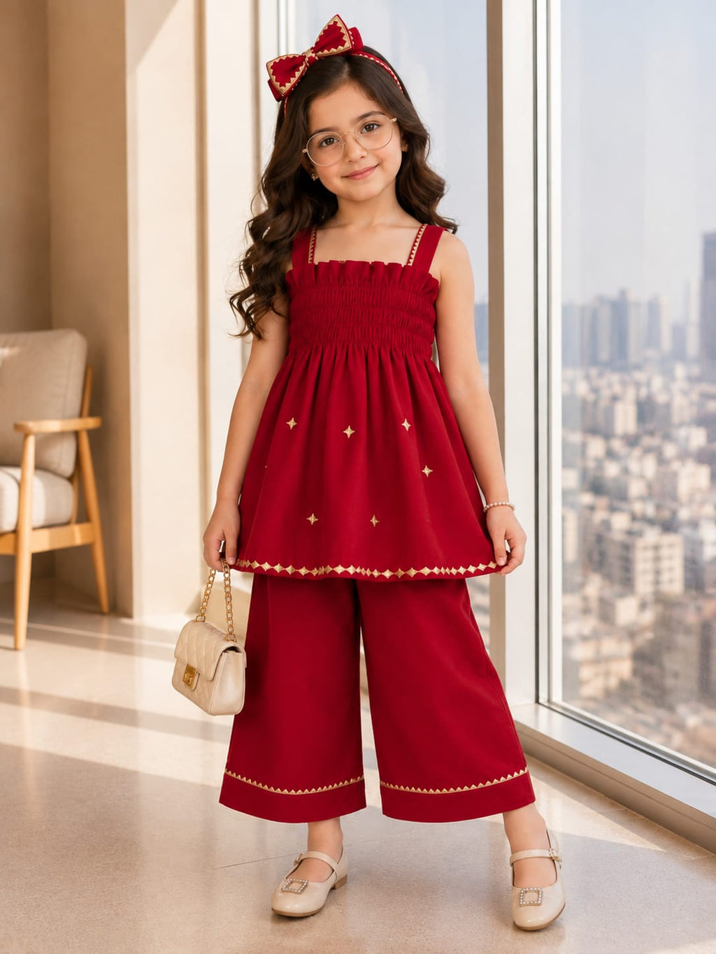 Maroon Cotton 2-Piece Set