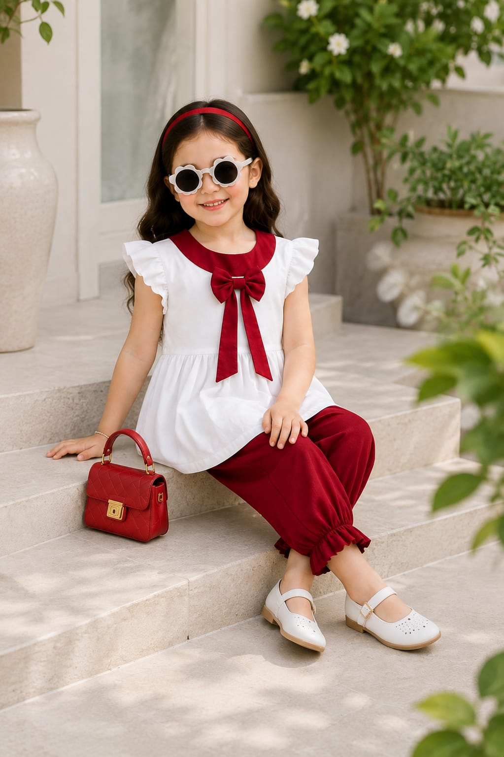 Red & white Frill Set