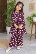 Maroon Floral 2-piece Frock
