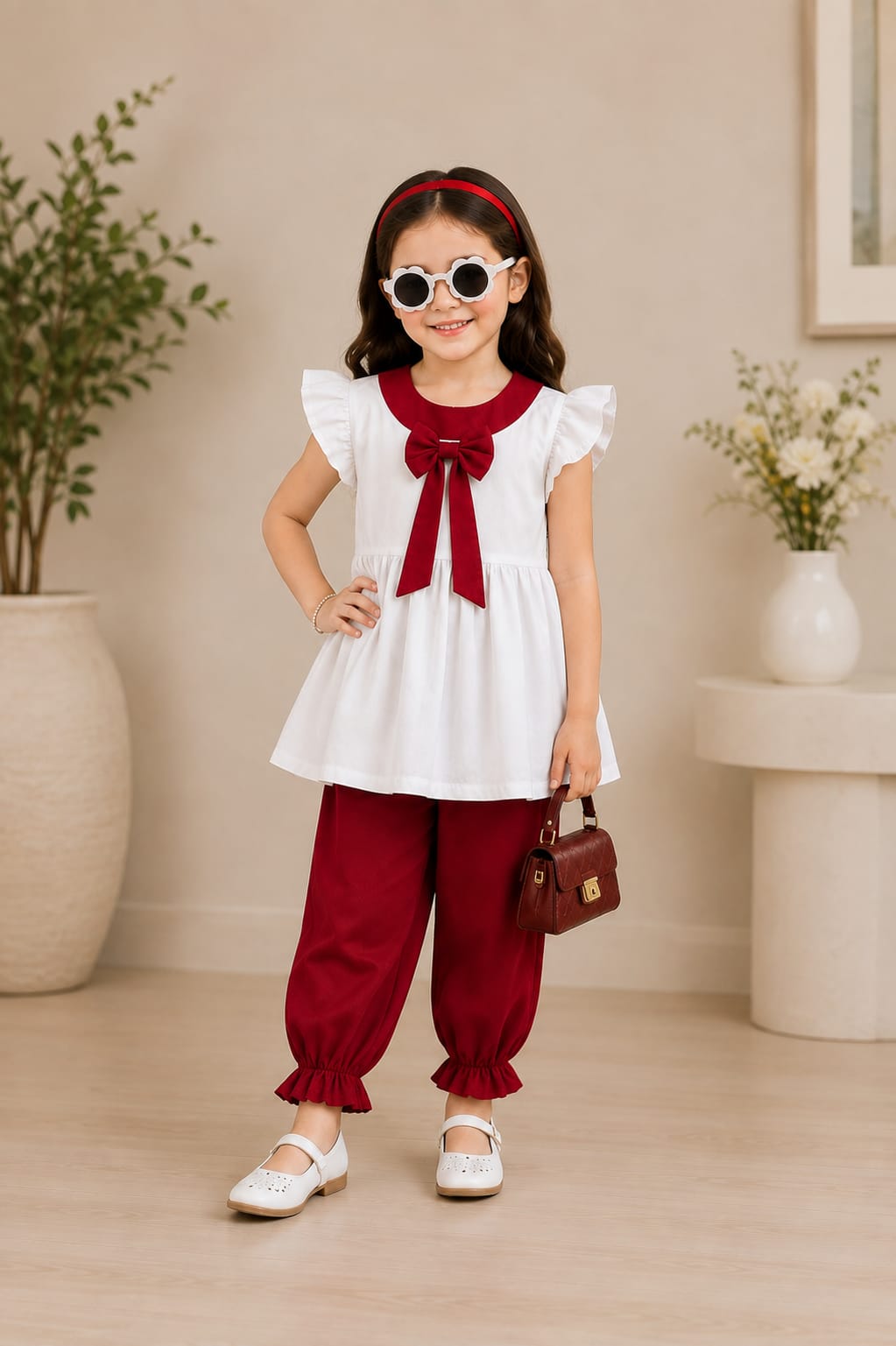 Red & white Frill Set